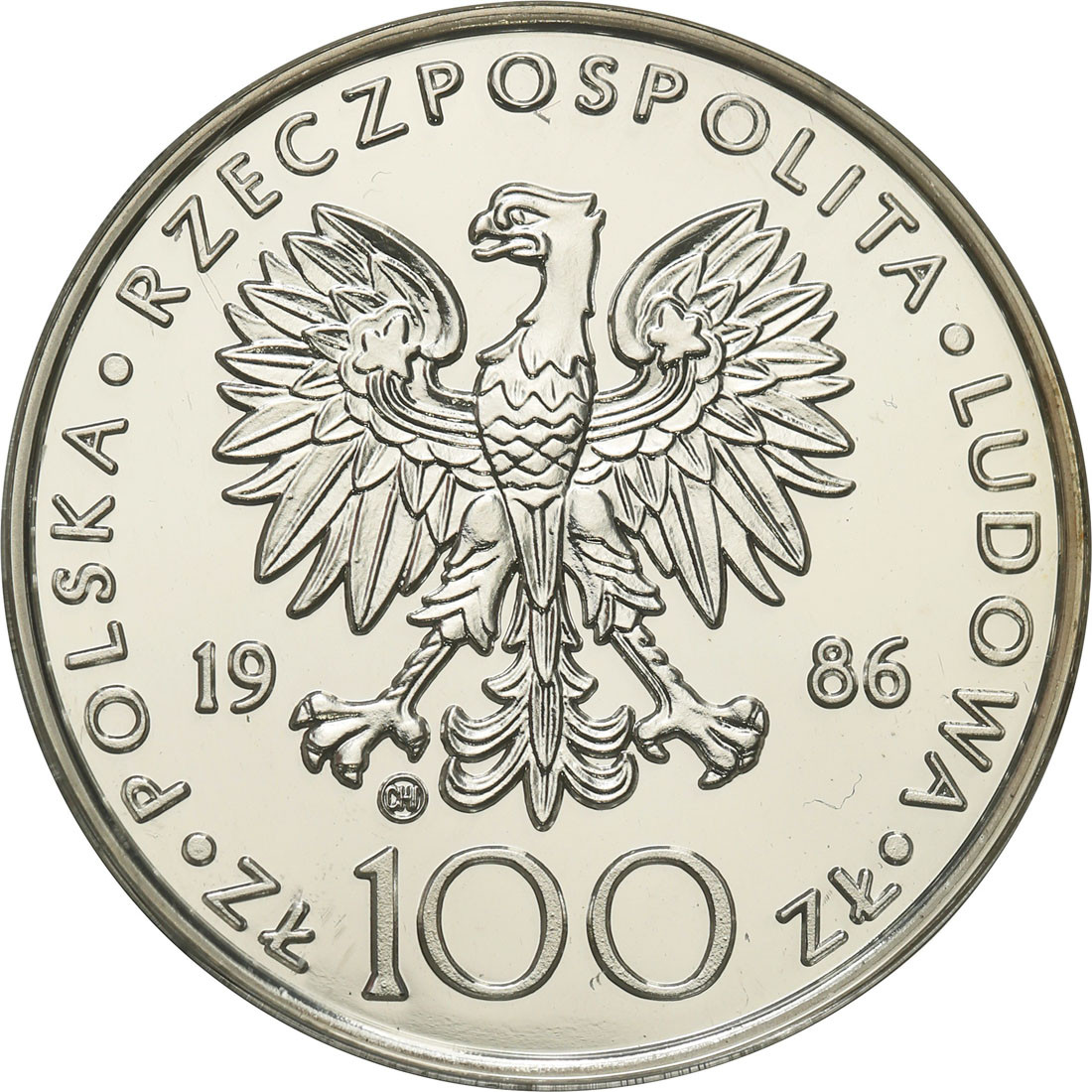 PRL. 100 złotych 1986 Papież Jan Paweł II, stempel zwykły